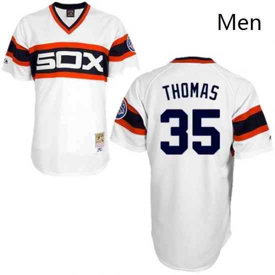 Mens Mitchell and Ness 1983 Chicago White Sox 35 Frank Thomas Authentic White Throwback MLB Jersey